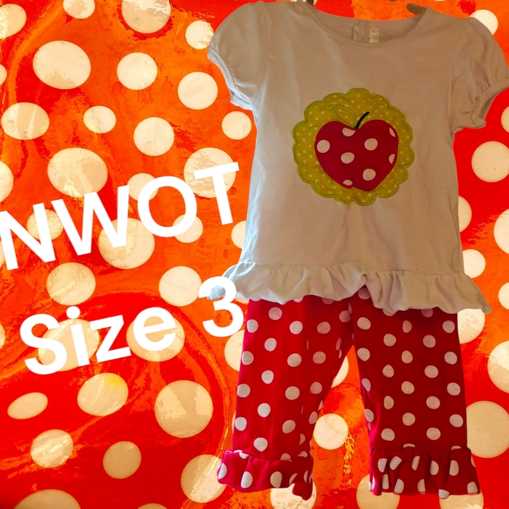 Apple Print Kids Pajama Set - Red and White